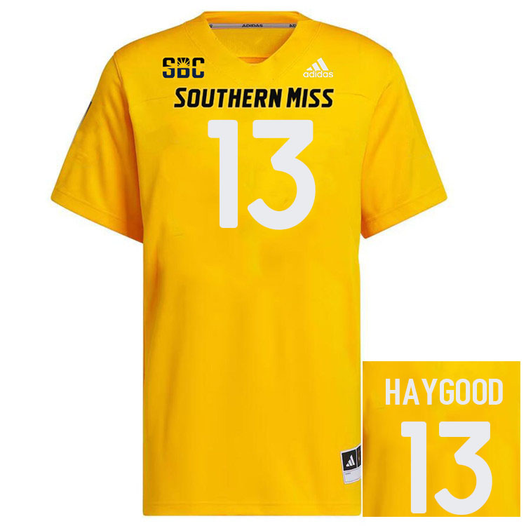 Southern Miss Golden Eagles #13 Mathis Haygood Football Jersey Stitched-Gold